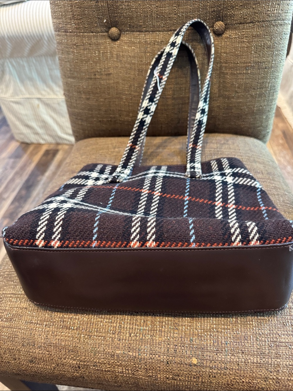 Burberrys vintage wool plaid shoulder bag purse authentic COA - Picture 5 of 10